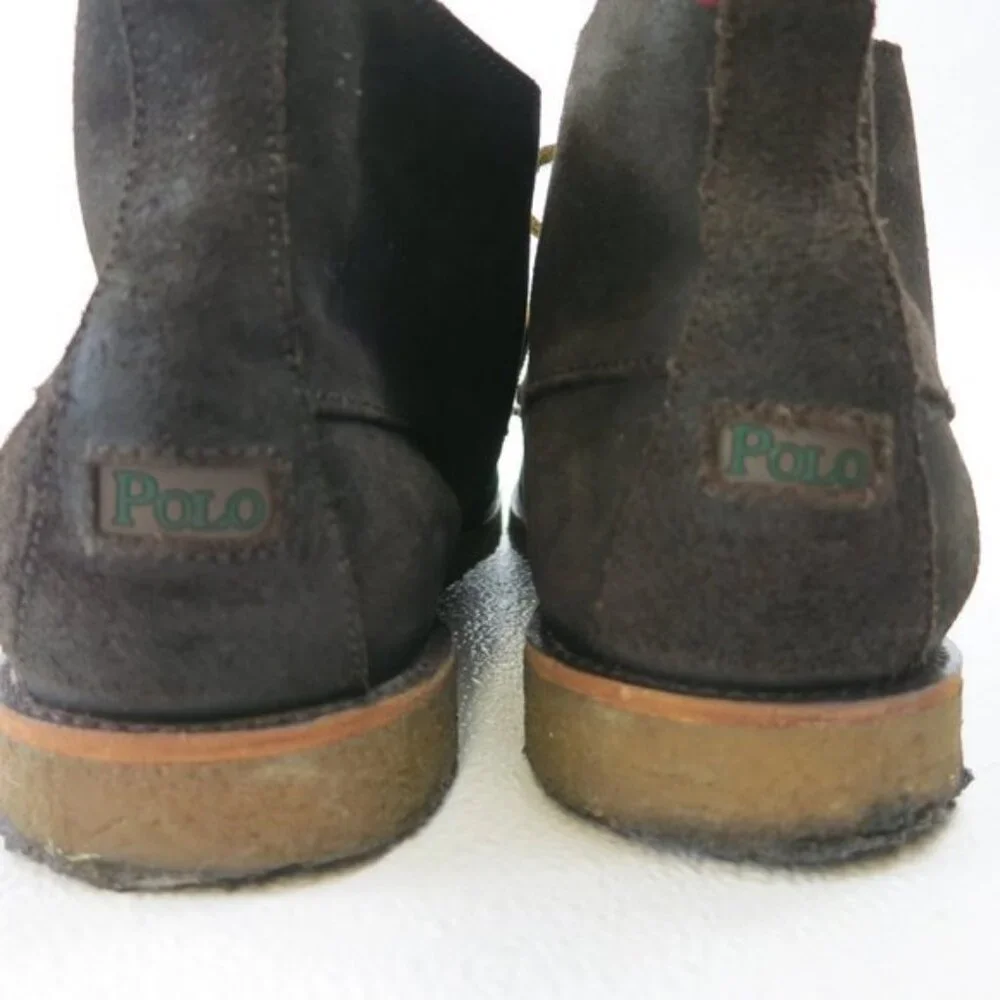 Polo Ralph Lauren Nubuck Leather Pitney Chukka Boots Shoes Thick Gum Soles 13 D - Picture 3 of 7
